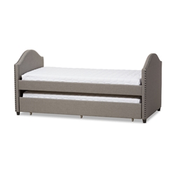 Baxton Studio Alessia Modern and Contemporary Grey Fabric Upholstered Daybed with Guest Trundle Bed